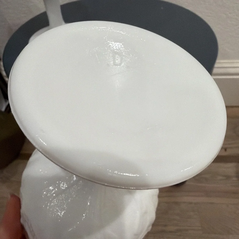 Vintage White Milk Glass Oak Leaf Pedestal Bowl or Candy Dish Set